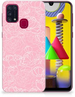 B2Ctelecom Telefoonhoesje Samsung Galaxy M31 Hoesje Witte Bloemen