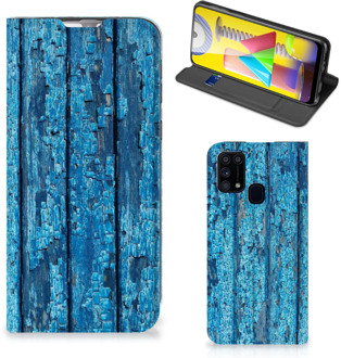 B2Ctelecom Telefoonhoesje Samsung Galaxy M31 Magnet Case Wood Blue