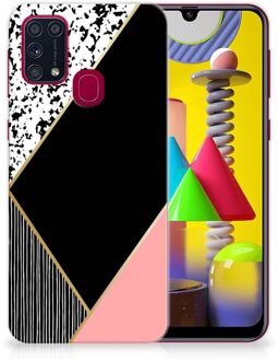 B2Ctelecom Telefoonhoesje Samsung Galaxy M31 TPU Silicone Hoesje Black Pink Shapes