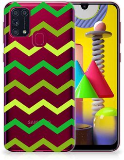 B2Ctelecom Telefoonhoesje Samsung Galaxy M31 TPU Siliconen Hoesje met Foto Zigzag Groen