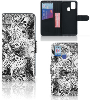 B2Ctelecom Telefoonhoesje Samsung Galaxy M31 Wallet Book Case Skulls Angel