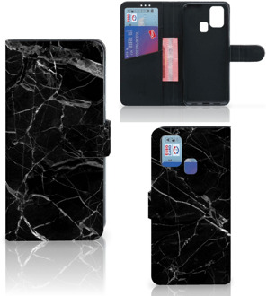 B2Ctelecom Telefoonhoesje Samsung Galaxy M31 Wallet Book Case Vaderdag Cadeau Marmer Zwart