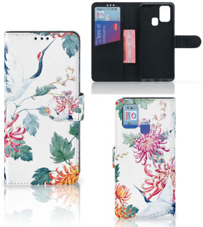 B2Ctelecom Telefoonhoesje Samsung Galaxy M31 Wallet Bookcase Bird Flowers