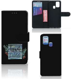 B2Ctelecom Telefoonhoesje Samsung Galaxy M31 Wallet Bookcase met Quotes Boho Beach