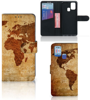 B2Ctelecom Telefoonhoesje Samsung Galaxy M31 Wallet Bookcase Wereldkaart