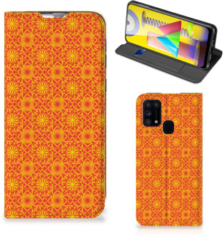 B2Ctelecom Telefoonhoesje Samsung Galaxy M31 Wallet Case Batik Orange