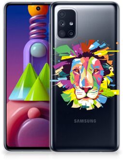 B2Ctelecom Telefoonhoesje Samsung Galaxy M51 Back Cover Siliconen Hoesje Super als Cadeautjes voor Jongens Lion Color