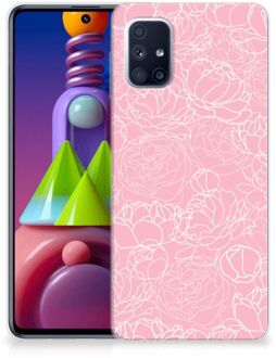 B2Ctelecom Telefoonhoesje Samsung Galaxy M51 Hoesje Witte Bloemen