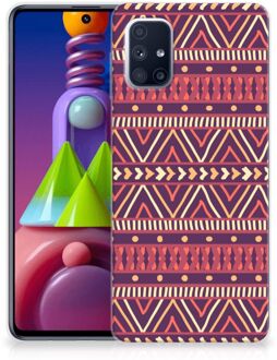 B2Ctelecom Telefoonhoesje Samsung Galaxy M51 Leuk TPU Backcase Aztec Purple