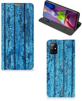 B2Ctelecom Telefoonhoesje Samsung Galaxy M51 Magnet Case Wood Blue