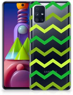 B2Ctelecom Telefoonhoesje Samsung Galaxy M51 TPU Siliconen Hoesje met Foto Zigzag Groen