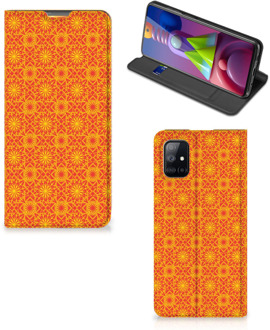 B2Ctelecom Telefoonhoesje Samsung Galaxy M51 Wallet Case Batik Orange