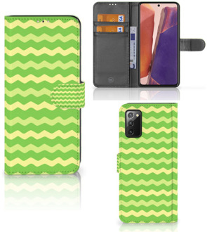 B2Ctelecom Telefoonhoesje Samsung Galaxy Note 20 Book Case Waves Green