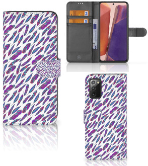 B2Ctelecom Telefoonhoesje Samsung Galaxy Note 20 Flip Cover Feathers Color