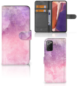 B2Ctelecom Telefoonhoesje Samsung Galaxy Note 20 Flipcase Pink Purple Paint