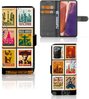 B2Ctelecom Telefoonhoesje Samsung Galaxy Note 20 Flipcover Design Postzegels