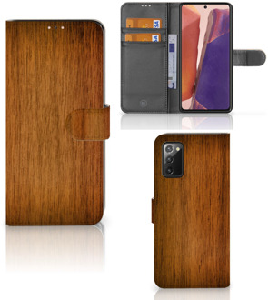 B2Ctelecom Telefoonhoesje Samsung Galaxy Note 20 Wallet Book Case Donker Hout