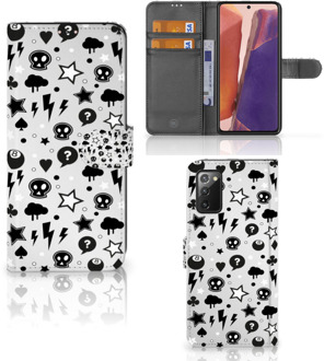 B2Ctelecom Telefoonhoesje Samsung Galaxy Note 20 Wallet Book Case met Pasjeshouder Silver Punk