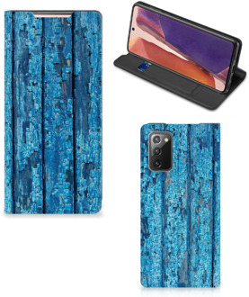 B2Ctelecom Telefoonhoesje Samsung Galaxy Note20 Magnet Case Wood Blue