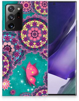 B2Ctelecom Telefoonhoesje Samsung Galaxy Note20 Ultra Back Cover Siliconen Hoesje Cirkels en Vlinders