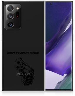 B2Ctelecom Telefoonhoesje Samsung Galaxy Note20 Ultra Back Cover Siliconen Hoesje Transparant Gun Don't Touch My Phone