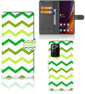 B2Ctelecom Telefoonhoesje Samsung Galaxy Note20 Ultra Flip Case Zigzag Groen