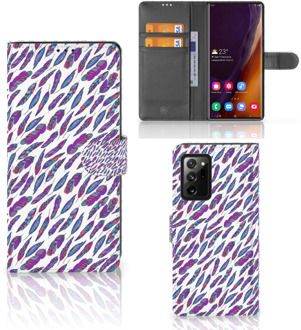 B2Ctelecom Telefoonhoesje Samsung Galaxy Note20 Ultra Flip Cover Feathers Color