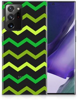 B2Ctelecom Telefoonhoesje Samsung Galaxy Note20 Ultra TPU Siliconen Hoesje met Foto Zigzag Groen