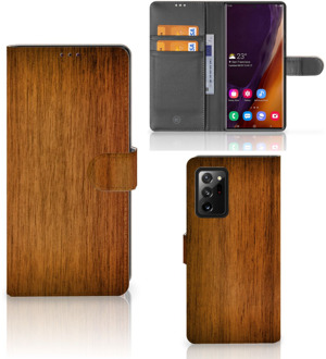 B2Ctelecom Telefoonhoesje Samsung Galaxy Note20 Ultra Wallet Book Case Donker Hout