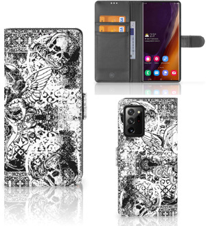 B2Ctelecom Telefoonhoesje Samsung Galaxy Note20 Ultra Wallet Book Case Skulls Angel