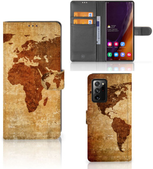 B2Ctelecom Telefoonhoesje Samsung Galaxy Note20 Ultra Wallet Bookcase Wereldkaart