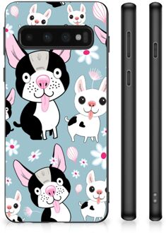 B2Ctelecom Telefoonhoesje Samsung Galaxy S10 Backcase Siliconen Hoesje met Zwarte rand Hondjes