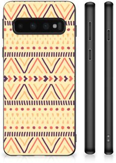 B2Ctelecom Telefoonhoesje Samsung Galaxy S10 Leuk Case met Zwarte rand Aztec Yellow