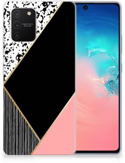 B2Ctelecom Telefoonhoesje Samsung Galaxy S10 Lite TPU Silicone Hoesje Black Pink Shapes