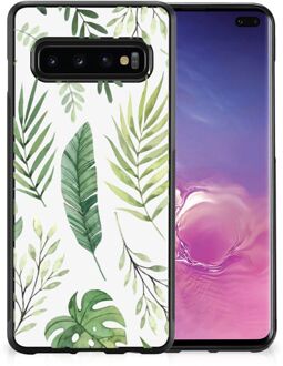 B2Ctelecom Telefoonhoesje Samsung Galaxy S10+ Back Case Siliconen Hoesje met Zwarte rand Bladeren