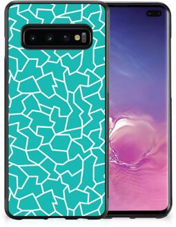 B2Ctelecom Telefoonhoesje Samsung Galaxy S10+ Back Case Siliconen Hoesje met Zwarte rand Cracks Blue