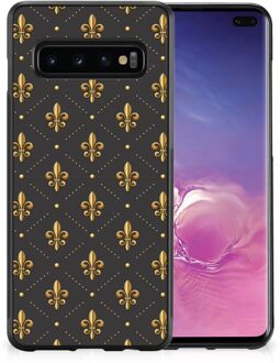 B2Ctelecom Telefoonhoesje Samsung Galaxy S10+ Backcase Siliconen Hoesje met Zwarte rand Franse Lelie