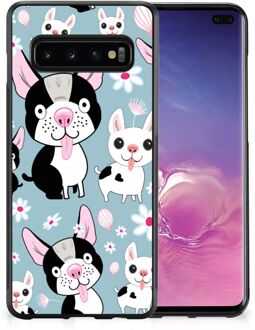 B2Ctelecom Telefoonhoesje Samsung Galaxy S10+ Backcase Siliconen Hoesje met Zwarte rand Hondjes