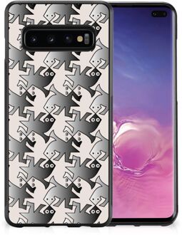 B2Ctelecom Telefoonhoesje Samsung Galaxy S10+ Hoesje maken met Zwarte rand Salamander Grey