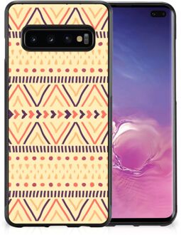 B2Ctelecom Telefoonhoesje Samsung Galaxy S10+ Leuk Case met Zwarte rand Aztec Yellow