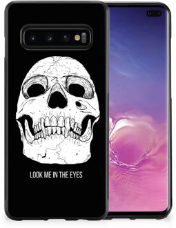 B2Ctelecom Telefoonhoesje Samsung Galaxy S10+ Silicone Case met Zwarte rand Skull Eyes