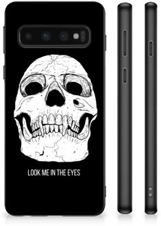 B2Ctelecom Telefoonhoesje Samsung Galaxy S10 Silicone Case met Zwarte rand Skull Eyes