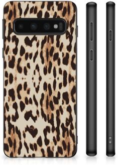 B2Ctelecom Telefoonhoesje Samsung Galaxy S10 TPU Silicone Hoesje met Zwarte rand Leopard