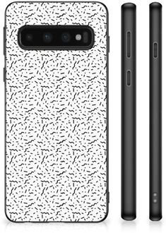 B2Ctelecom Telefoonhoesje Samsung Galaxy S10 TPU Silicone Hoesje met Zwarte rand Stripes Dots