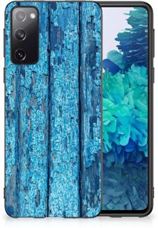 B2Ctelecom Telefoonhoesje Samsung Galaxy S20 Backcase Siliconen Hoesje met Zwarte rand Wood Blue