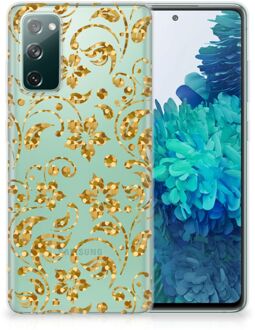 B2Ctelecom Telefoonhoesje Samsung Galaxy S20 FE Back Cover Siliconen Hoesje Gouden Bloemen