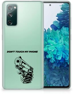 B2Ctelecom Telefoonhoesje Samsung Galaxy S20 FE Back Cover Siliconen Hoesje Transparant Gun Don't Touch My Phone