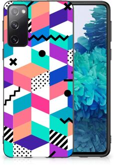 B2Ctelecom Telefoonhoesje Samsung Galaxy S20 TPU Gripcase met Zwarte rand Blokken Kleurrijke