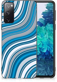 B2Ctelecom Telefoonhoesje Samsung Galaxy S20 TPU Gripcase met Zwarte rand Golven Blauw