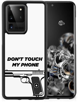 B2Ctelecom Telefoonhoesje Samsung Galaxy S20 Ultra Back Case Siliconen Hoesje met Zwarte rand Pistol Don't Touch My Phone